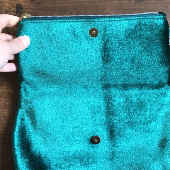 Vintage forest green sparkly velour clutch wristlet - Picture 5 of 8